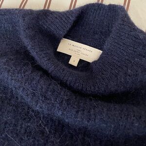 Sezane Alpaca Mockneck Otis Sweater in Navy Small